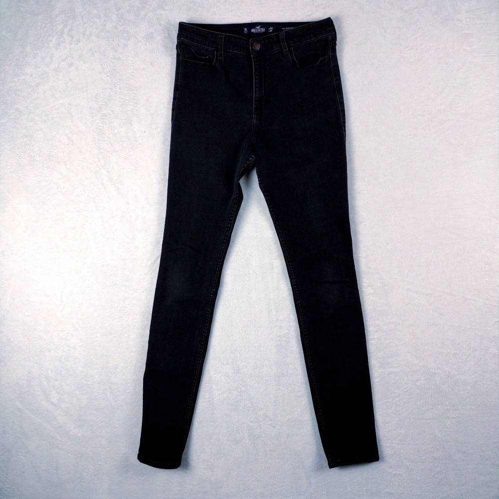 Hollister High-Rise Super Skinny Black Jeans 9L W29 L32 Classic Stretch Denim